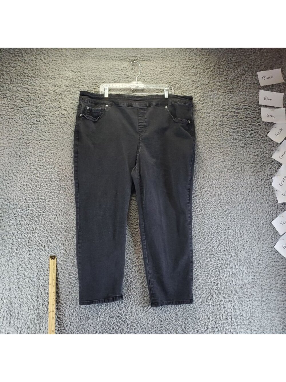 Allison Daley Pants Womens 24W Short Black Pull-On Stretch Denim Capri
